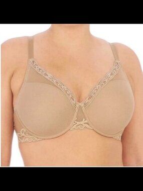 Natori Feathers Full Figure T-Shirt Bra 32H Beige Underwire Lightly Lined
